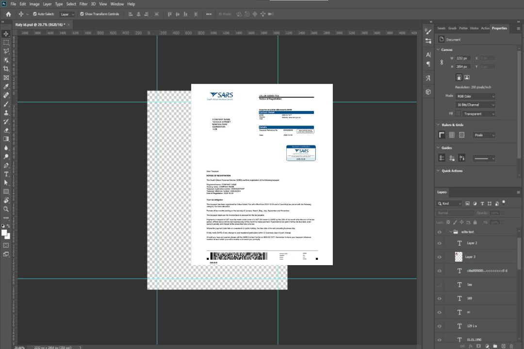 Modèle Word et PDF de certificat de taxe sur la valeur ajoutée en Afrique du Sud template